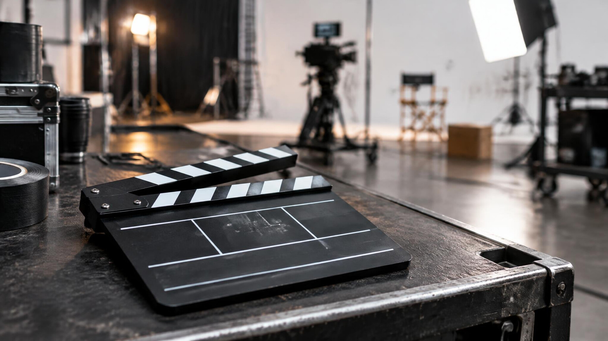 Film clapperboard on a production set