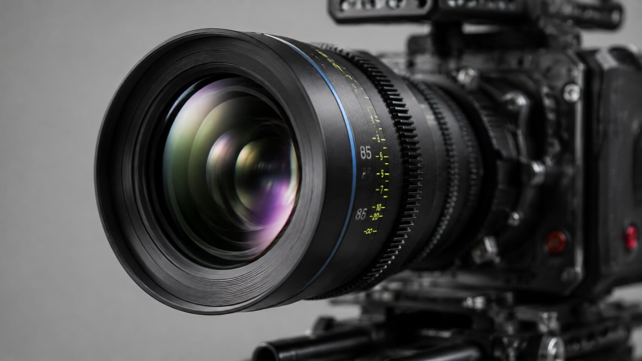 Close-up of a professional camera lens